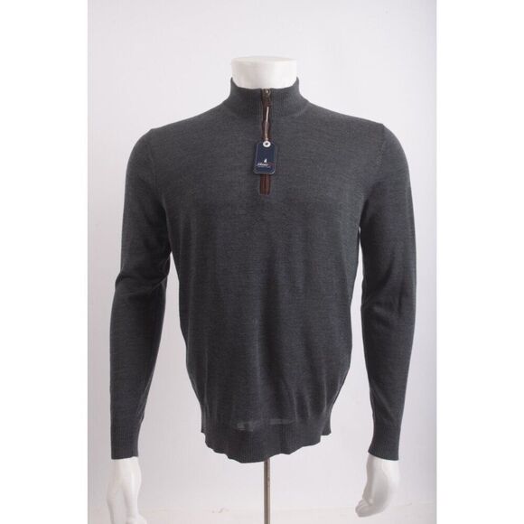 Johnnie-O Mens Baron Sweater wool Size S Charcoal Gray Half Zip Pullover NWT - Picture 1 of 6
